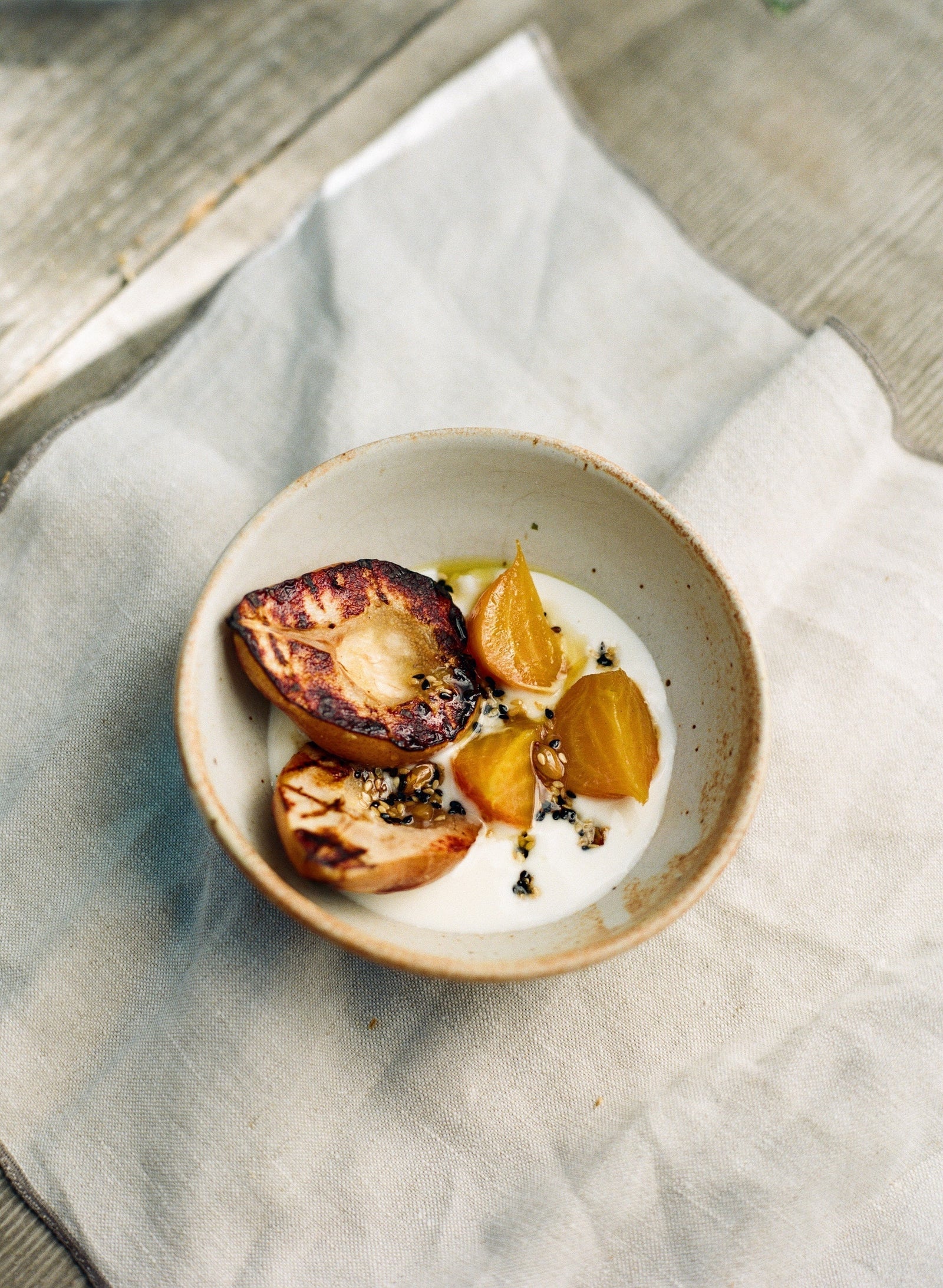 Recipe: Charred Pears, Salt-Baked Beets, Yogurt, and Seeded Honey