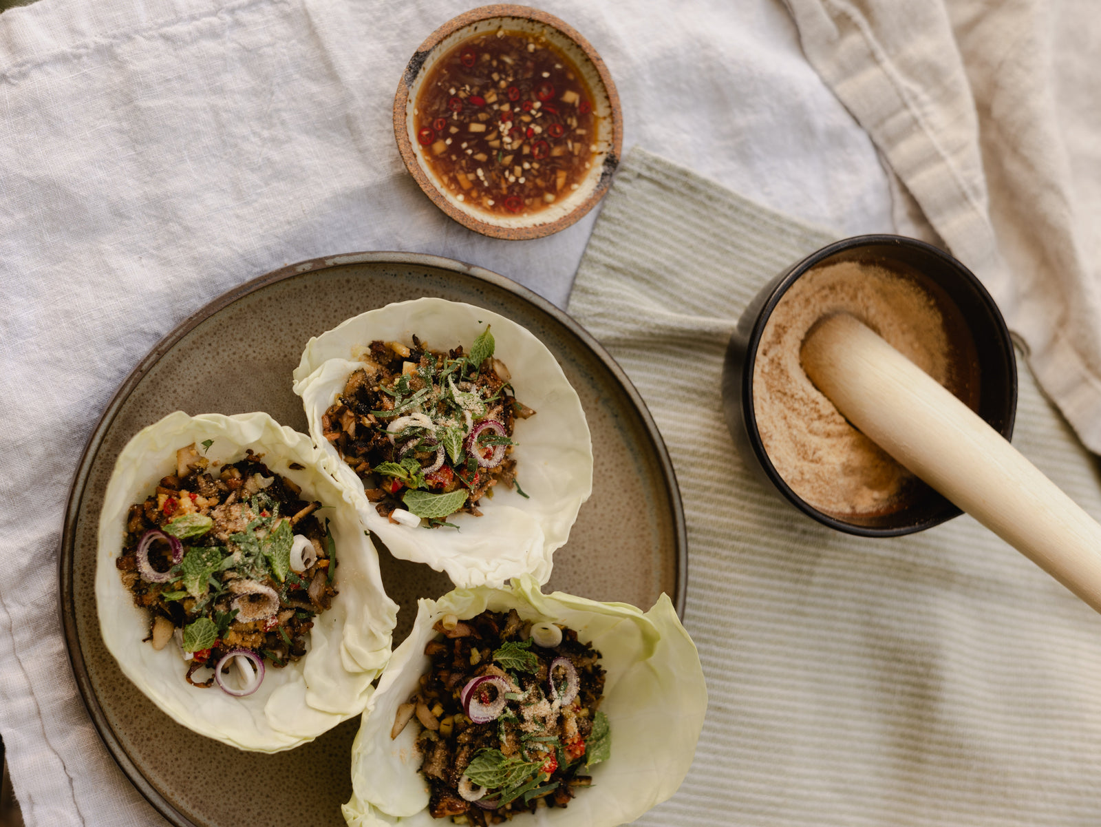 Recipe: Mushroom Larb Lettuce Cups