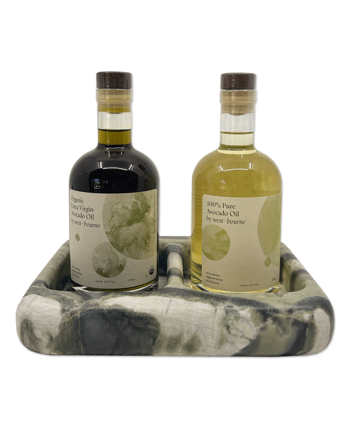 
                Avocado Oil Set with our exclusive Montana Labelle Green Verde Marble Tray